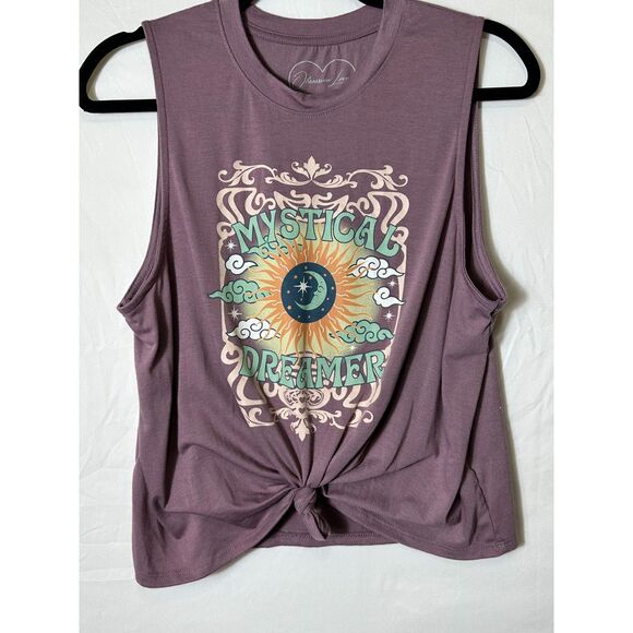 BOHO Hippie Graphic Art Tee "Mystical Dreamer" Muscle Tee Junior Size XL - Picture 1 of 3